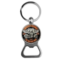 Klassischer Route 66 Schlüsselanhänger Flaschenöffner mit Zinklegierung und Glas - Motorrad und Flügel Thema