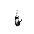 Dettaglio del portachiavi gatto tuxedo in acrilico con chiusura a molla in metallo lucido - Stile Gatto Tuxedo Bianco E Nero