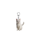 Simpatico portachiavi a forma di gatto bianco in acrilico con stampa 2D e chiusura in metallo - Stile Gatto Bianco Puro