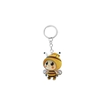 Cartoon bee acrylic keychain with yellow and black stripes on a white background - Chibi Smiling Bee Shape Style (4)