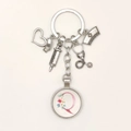Detailed medical nurse keychain with stethoscope syringe and letter Q charm pendants - Letter Q / 9.5CM