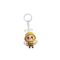 Detailed close-up of a 2D double-sided acrylic bee keychain with a silver metal ring - Chibi Big Eye Bee Boy Style (1)
