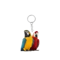 Detailed macro view of acrylic macaw parrot keychain with vibrant colors and silver ring - Side By Side Double Macaw Style (9)