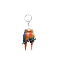 Detailed close-up of vibrant acrylic parrot keychain with durable silver metal ring - Fine Gradient Feather Parrots Style (8)