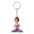 Detailaufnahme eines 3D-Yoga-Mädchen-Schlüsselanhängers mit blauer Matte und Ring - Yoga Mädchen (12)