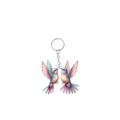 Acryl kolibrie sleutelhanger met levendige kleurverlopen en zilverkleurige metalen ketting - Dubbele Kolibrie Gradiënt Stijl (2)