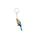 Colorful acrylic parrot keychain featuring a realistic macaw design on a silver chain - Macaw (4)