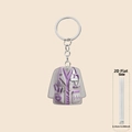 Flat 2D acrylic nurse uniform keychain with medical icons and 0.25cm side thickness - Purple Detail White Coat