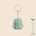 2D flat acrylic nurse uniform keychain with green stethoscope and 0.25cm side thickness - Green Detail White Coat