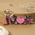 Acrylic MOM keychain with bee and heart charm, floral pattern and pink tassel pendant - Black with Flowers Pink Heart (5)