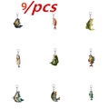 9-piece set of realistic acrylic bass fish keychains in various vibrant colors - D-Buckle Style