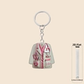 Flat 2D acrylic white lab coat keychain with pink collar and stethoscope for nurses - Pink Detail White Coat