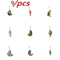 9-piece acrylic fishing lure keychain set featuring realistic largemouth bass fish designs - Lobster Clasp Style