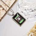 Silver border basketball pendant necklace with Set Goals Reach Repeat motivational text - Style 6 Necklace