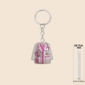 Flat 2D acrylic nurse uniform keychain pendant with pink stethoscope and heart details - Pink Trim White Coat