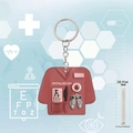 Flat 2D acrylic ophthalmology nurse uniform keychain with professional medical elements - Light Blue Ophthalmology