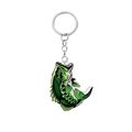 Green bass fish acrylic keychain for anglers featuring realistic scales and silver ring - Style 28