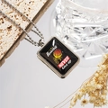 Basketball-Halskette mit silbernem Rand und NEVER GIVE UP Schriftzug und Kugelkette - Stil 2 Halskette