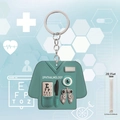 Flat 2D acrylic ophthalmology nurse uniform keychain in teal blue with silver ring - Mint Ophthalmology