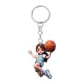 Detailansicht eines 3D-Mädchen-Basketball-Schlüsselanhängers mit blauem Trikot und Ring - Basketball Mädchen Dunk (15)