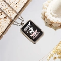 Collier baseball rectangulaire avec citation de champion sur un pendentif noir - Style 2 Collier