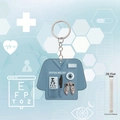 Flat 2D acrylic ophthalmology nurse uniform keychain with blue medical scrub design - Blue Ophthalmology