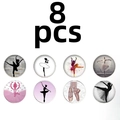 8er Set 25mm Ballettthema Glasmagnete für Kühlschrank und Whiteboard DIY Dekoration - Assorted Styles Collection