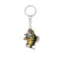 Realistic acrylic bass fish keychain with silver metal ring for fishing enthusiasts - Style 35