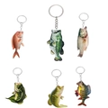 Set of 6 realistic acrylic bass and sea bream fish shaped keychains for fishing lovers - Realistic Collection