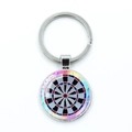 Portachiavi creativo con bersaglio per freccette con anello in argento e bordi cangianti - Stile Bersaglio Multicolore Classico (1)