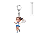 Acryl 2D flache Badminton Mädchen Schlüsselanhänger mit 0,25cm Details für Taschen - D-Ring Verschluss (YSK104)