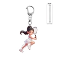 2D flat acrylic tennis girl keychain for backpack charms with 0.25cm side thickness - D-Ring Clasp