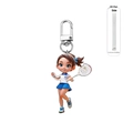 Detailed side view of 2D acrylic tennis girl keychain with 0.25cm thickness specification - Door Hook Clasp (YSK104)
