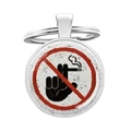 Macro shot of metal keychain pendant featuring a humorous no smoking sign design - Suggestive Variant Sign Style (5)