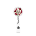 Retractable badge reel with red rose floral pattern and inspirational English quote - IN Christ ALONE MY hope IS FOUND Style (3)