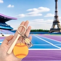 Personalized MOM baseball acrylic keychain with mini yellow ball and wooden bat pendant - MOM Yellow Softball And Bat Style (8)