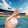 Baseball MOM keychain with mini wood bat and acrylic charm for sports fans - MOM White Baseball And Bat Style (9)
