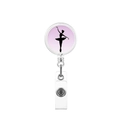 Ausziehbarer Ausweishalter mit rosa Ballett-Silhouette-Design und PVC-Gurtband - Rosa Verlauf Tänzerin Silhouette Stil(3)