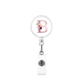 Porte-badge rétractable avec motif floral lettre B et sangle en plastique blanc - Lettre B