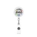Détail d'un porte-badge rétractable avec motif Lucky Bingo Mom et lanière en PVC - LUCKY BINGO MOM Style (9)