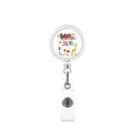 Detail of retractable badge holder with German text and colorful giraffe illustration - German Danke Giraffe Style (11)