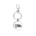 Détail d'un porte-clés de pêche argenté avec texte Gone Fishing et pendentif rond en métal - Style de Silhouette (8)