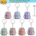 Set of 7 colorful acrylic 2D nurse uniform car pendants and keychains for Christmas - Colorful Nurse Uniform Assortment