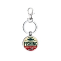 Détail du porte-clés de pêche argenté avec texte Gone Fishing Catch You Later et motif - Style de Texte Crochet Vintage (9)