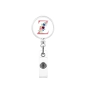 Close-up of retractable badge reel with floral letter Z design and silver metal clip - Letter Z