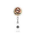 Retractable ID badge holder featuring a vintage-style No Smoking sign icon and metal clip - Vintage No Smoking Style (1)