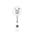 Detail of retractable ID badge holder with Spanish teacher quote and rainbow graphics - Spanish Great Teacher Praise Style (17)
