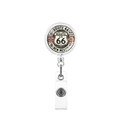 Detail of retractable badge holder with vintage Route 66 print and durable metal clip - New Mexico Arizona Style (16)