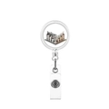 Retractable chess pattern badge reel with polished silver metal frame and clip - Silver Frame Match Style (6)