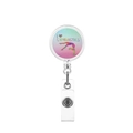 Detail of retractable badge holder featuring I Love Gymnastics logo with transparent clip - Gradient Gymnastics (2)